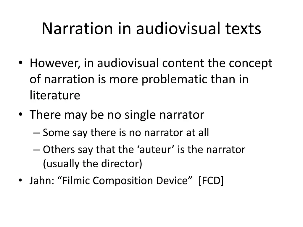 narration in audiovisual texts