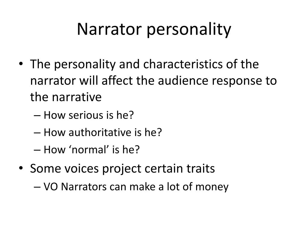 narrator personality
