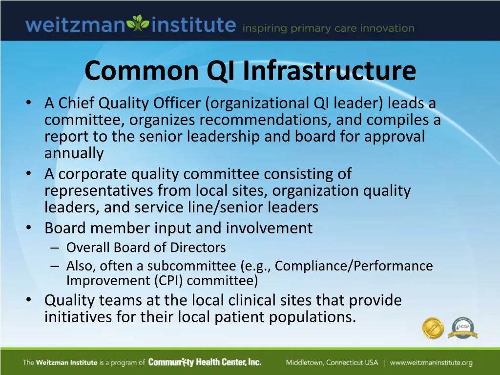 common qi infrastructure a chief quality officer