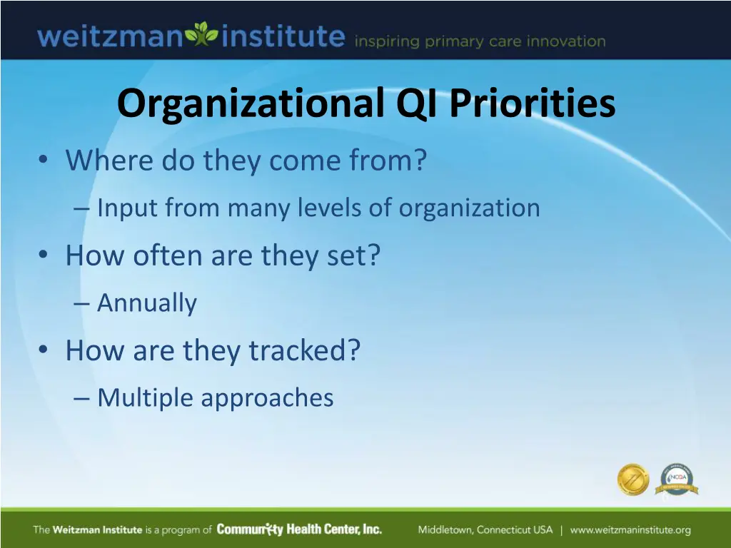 organizational qi priorities where do they come