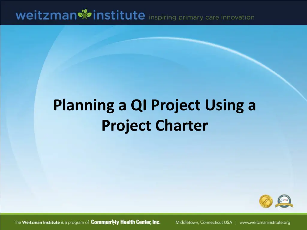 planning a qi project using a project charter