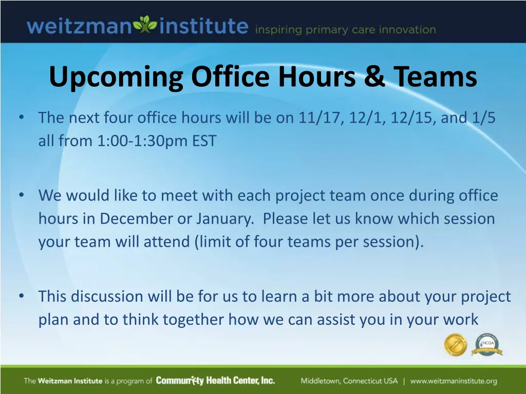 upcoming office hours teams