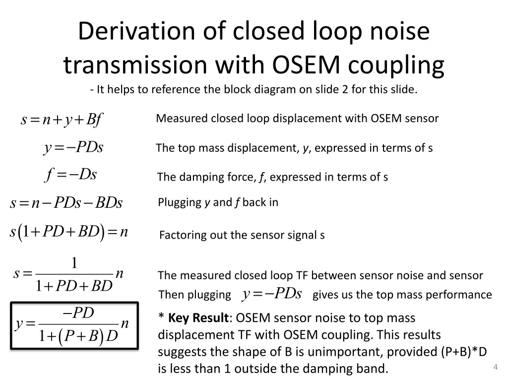 derivation of closed loop noise transmission with