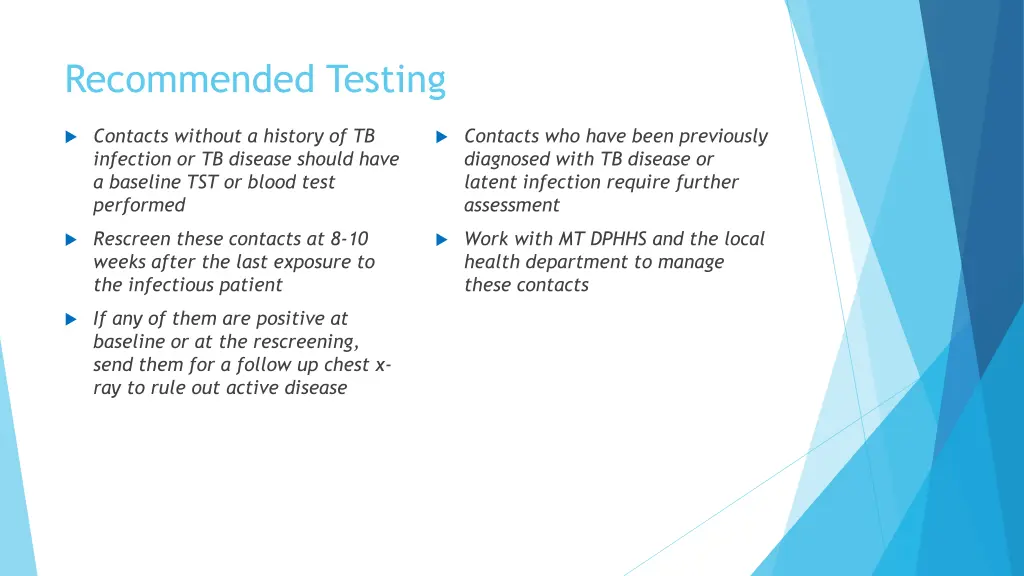 recommended testing