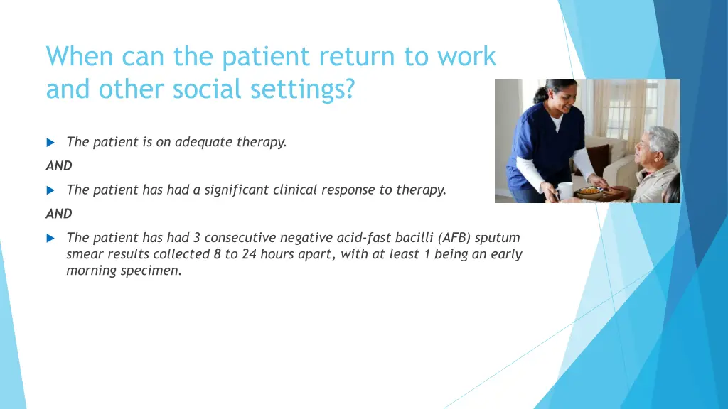 when can the patient return to work and other