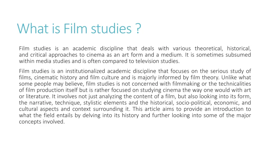 what is film studies