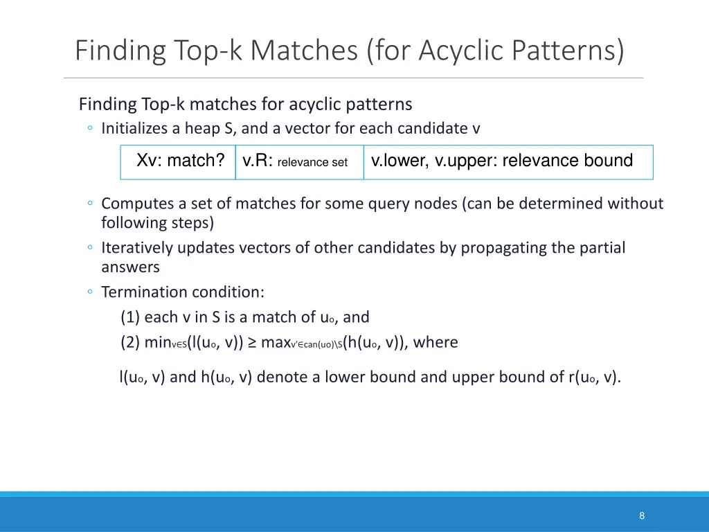 finding top k matches for acyclic patterns