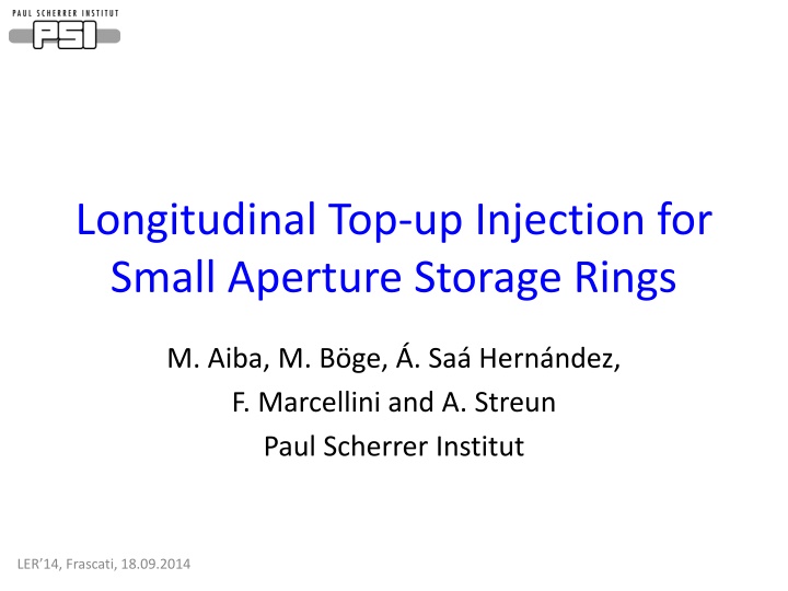 longitudinal top up injection for small aperture