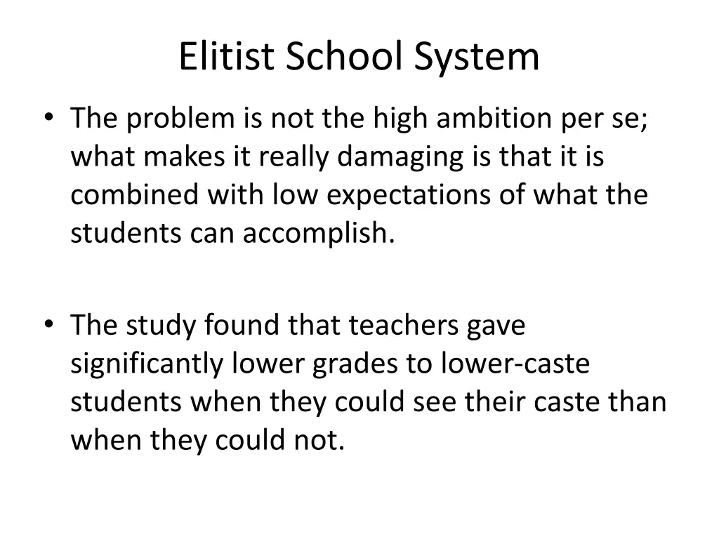 elitist school system