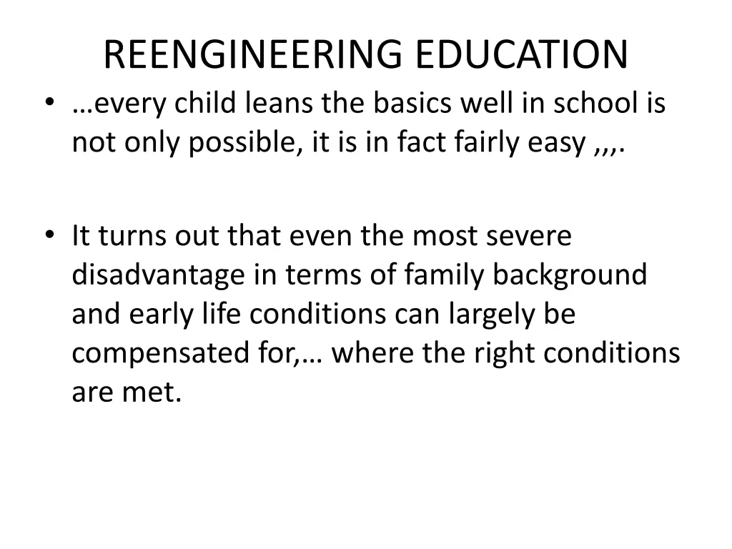 reengineering education every child leans