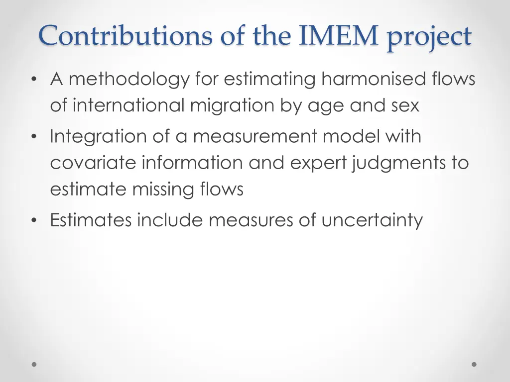 contributions of the imem project