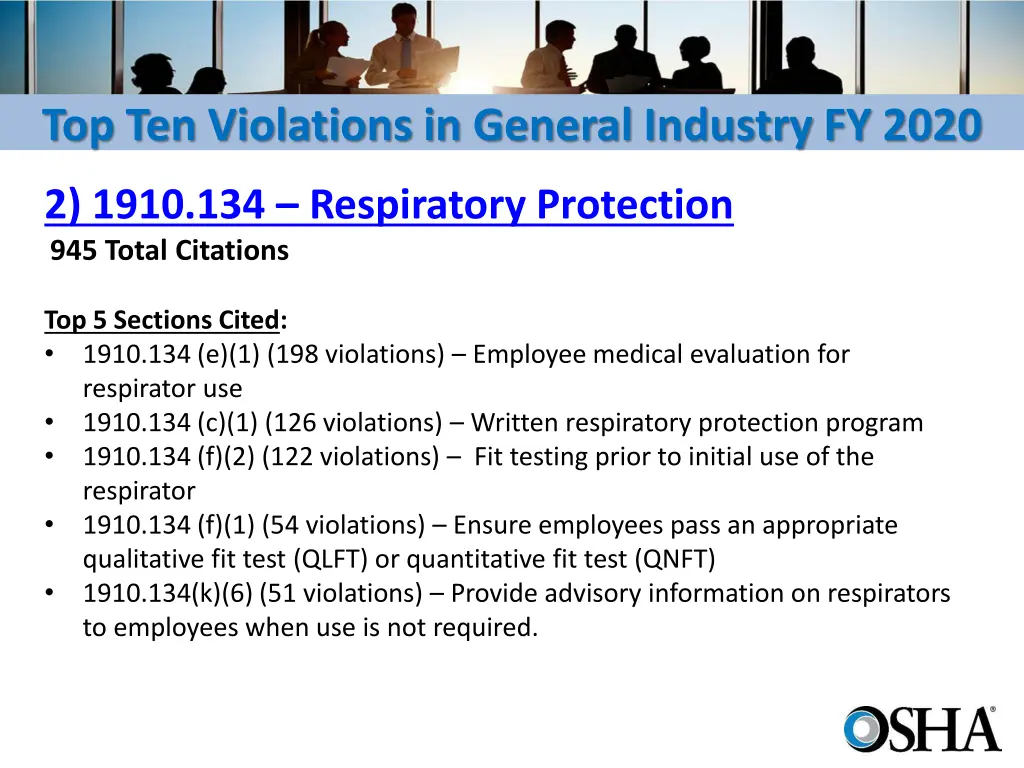 top ten violations in general industry fy 2020 2