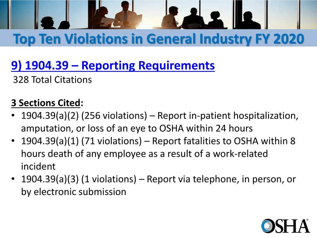 top ten violations in general industry fy 2020 9