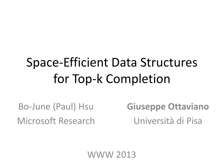 space efficient data structures