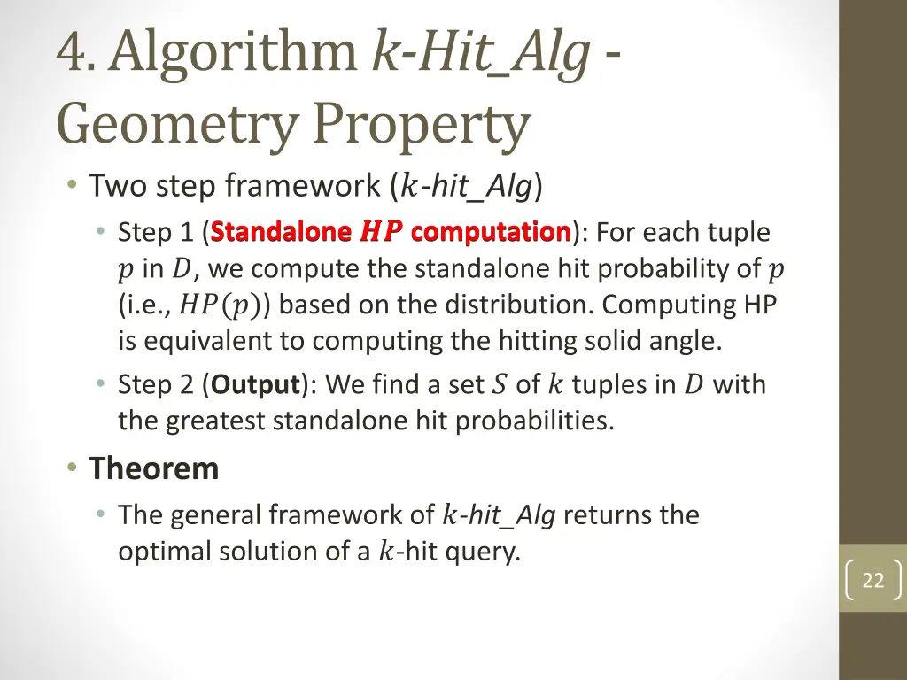 4 algorithm k hit alg geometry property two step