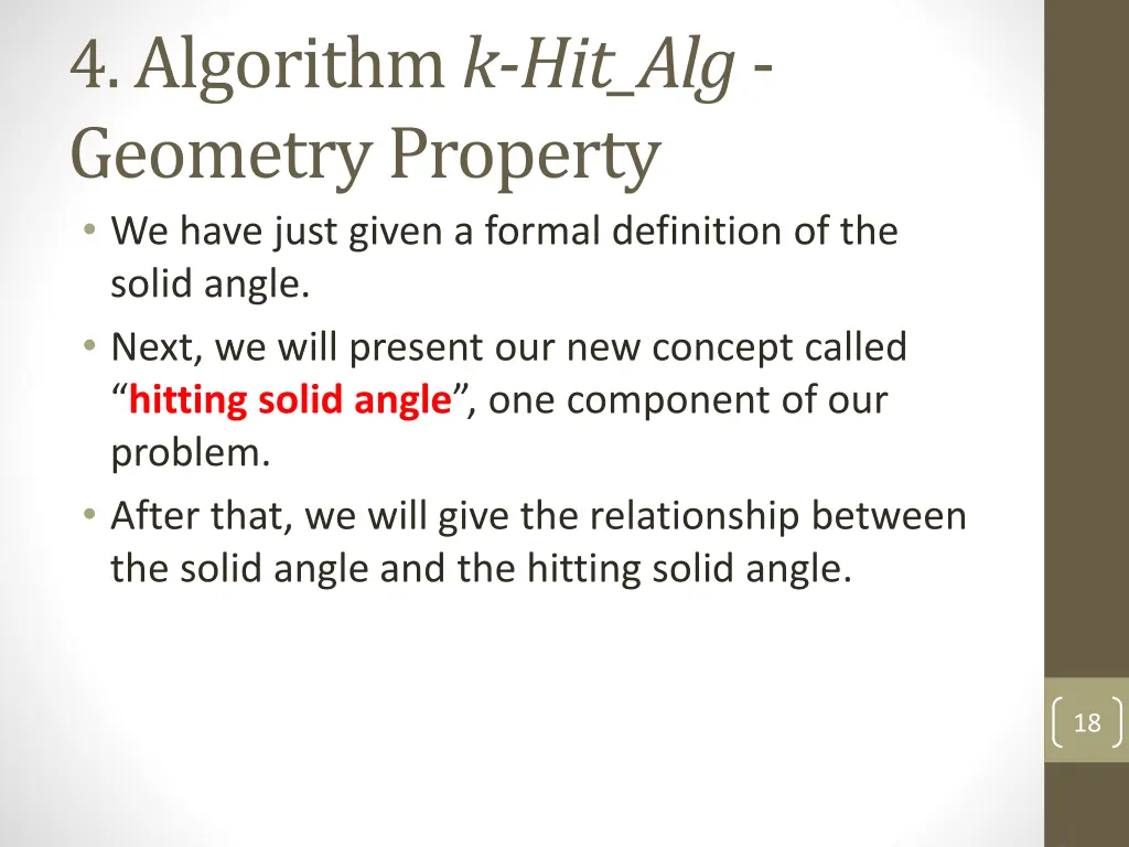 4 algorithm k hit alg geometry property we have