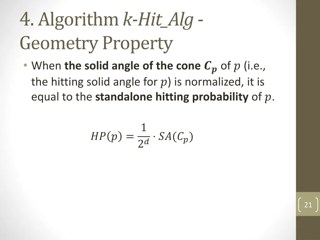 4 algorithm k hit alg geometry property when