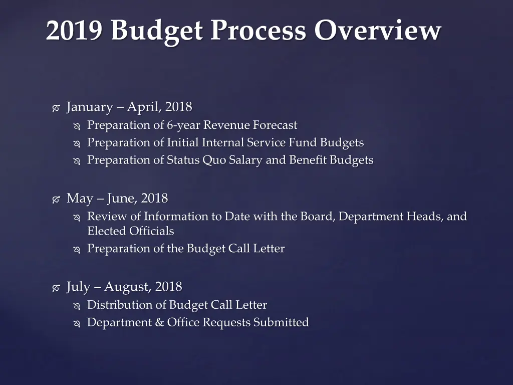 2019 budget process overview