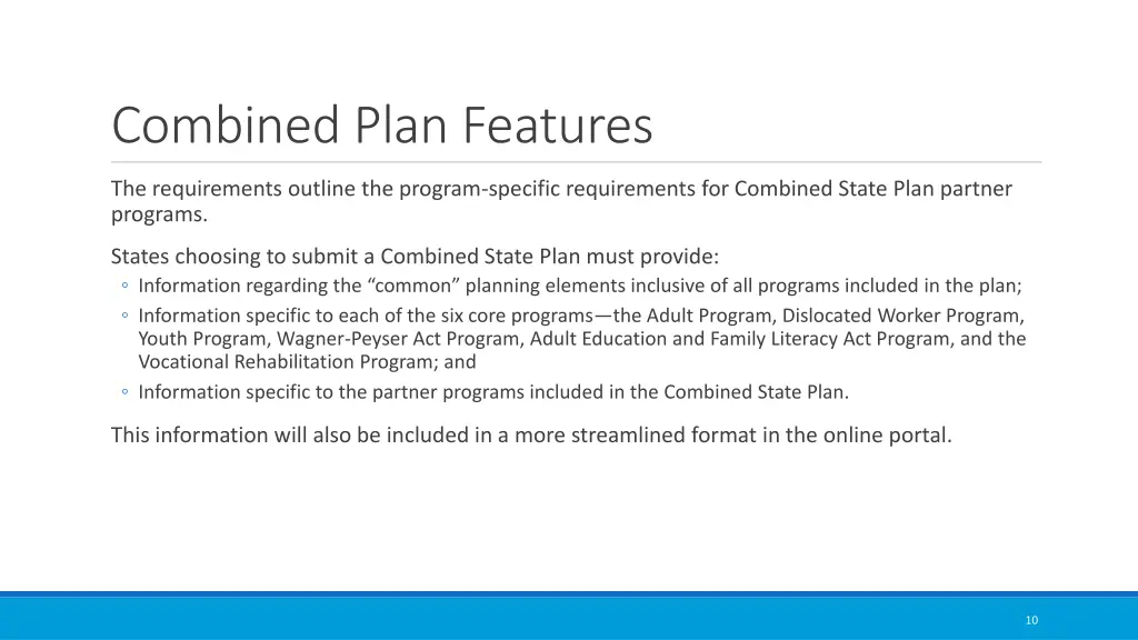 combined plan features