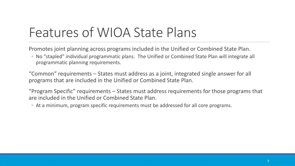 features of wioa state plans