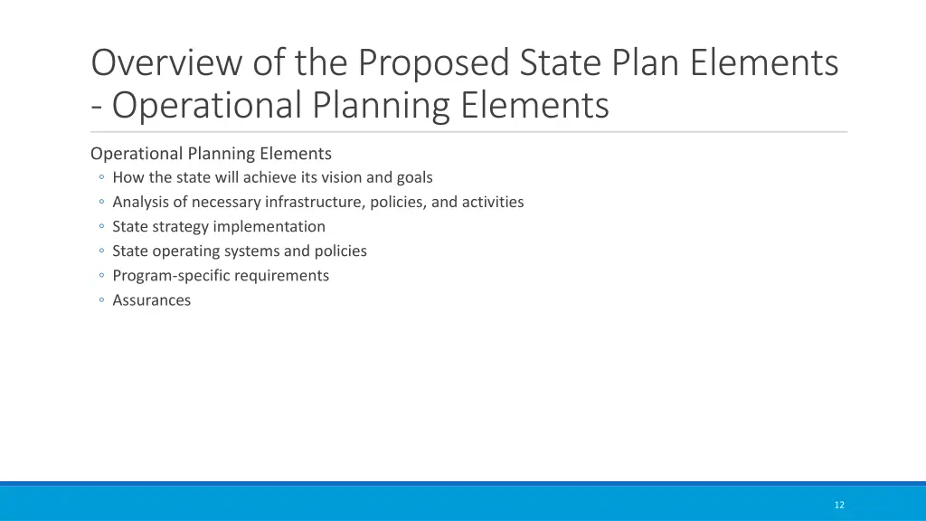 overview of the proposed state plan elements 1