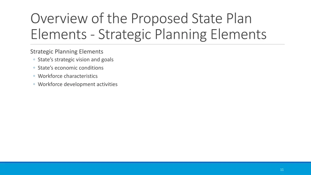 overview of the proposed state plan elements