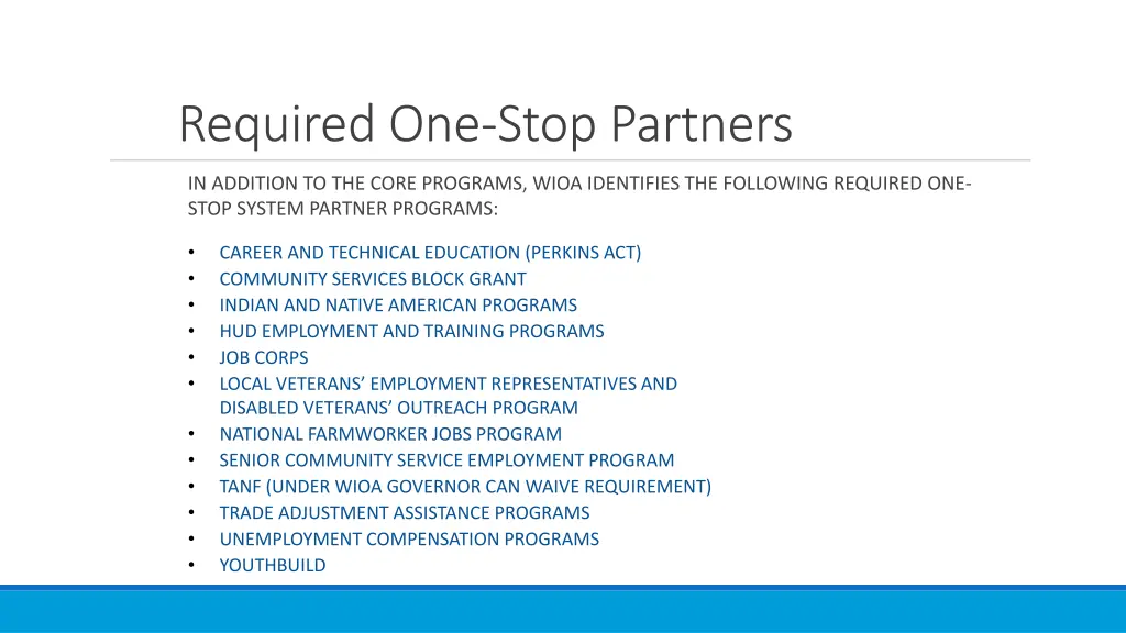 required one stop partners