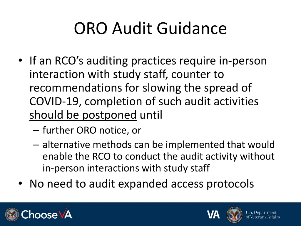 oro audit guidance