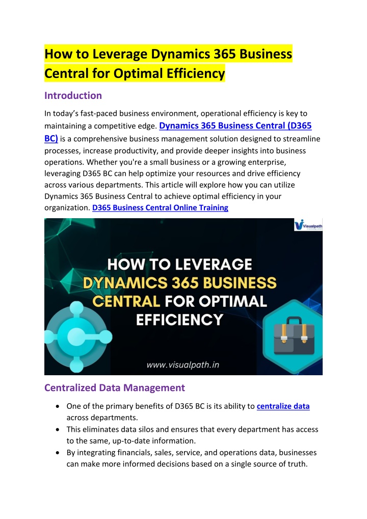 how to leverage dynamics 365 business central