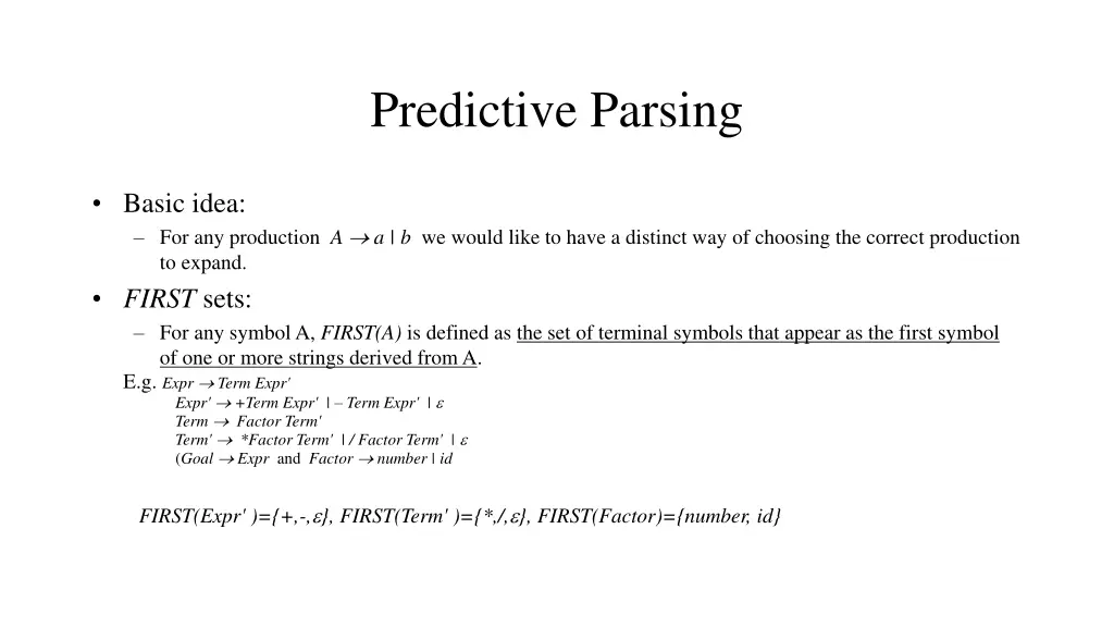 predictive parsing