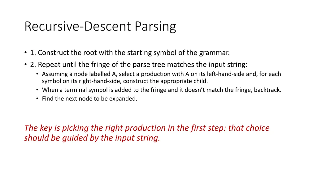 recursive descent parsing