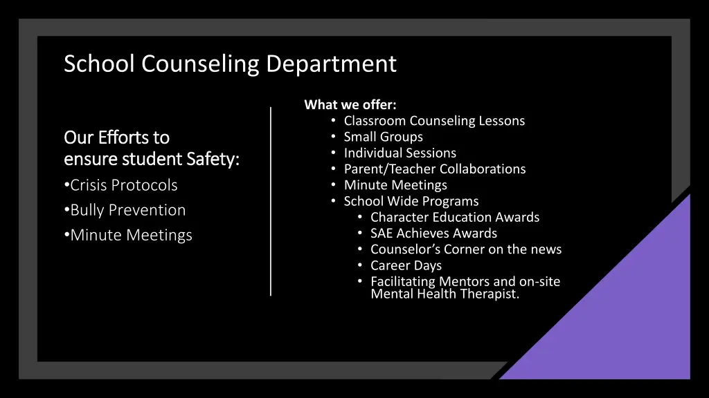 school counseling department