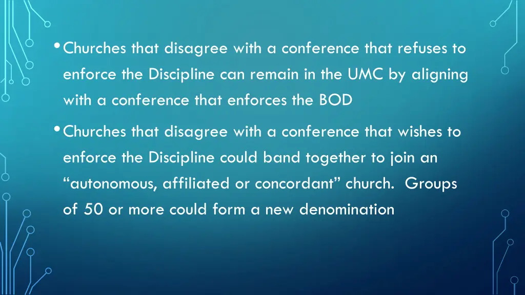 churches that disagree with a conference that