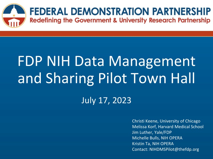 fdp nih data management and sharing pilot town