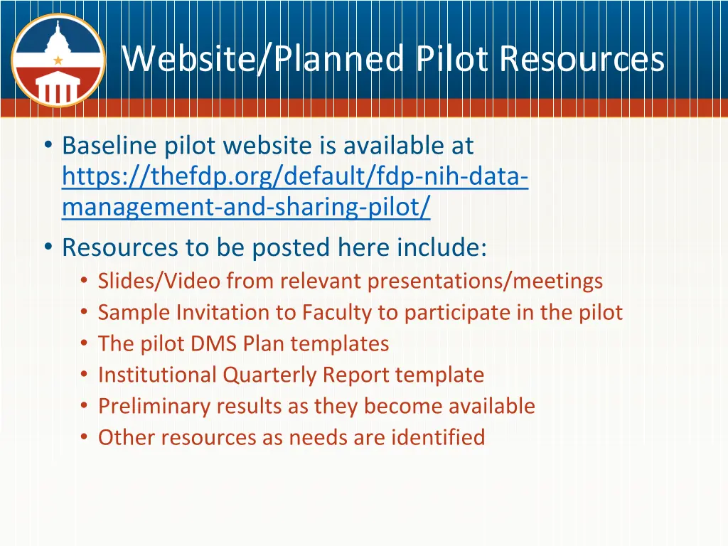 website planned pilot resources