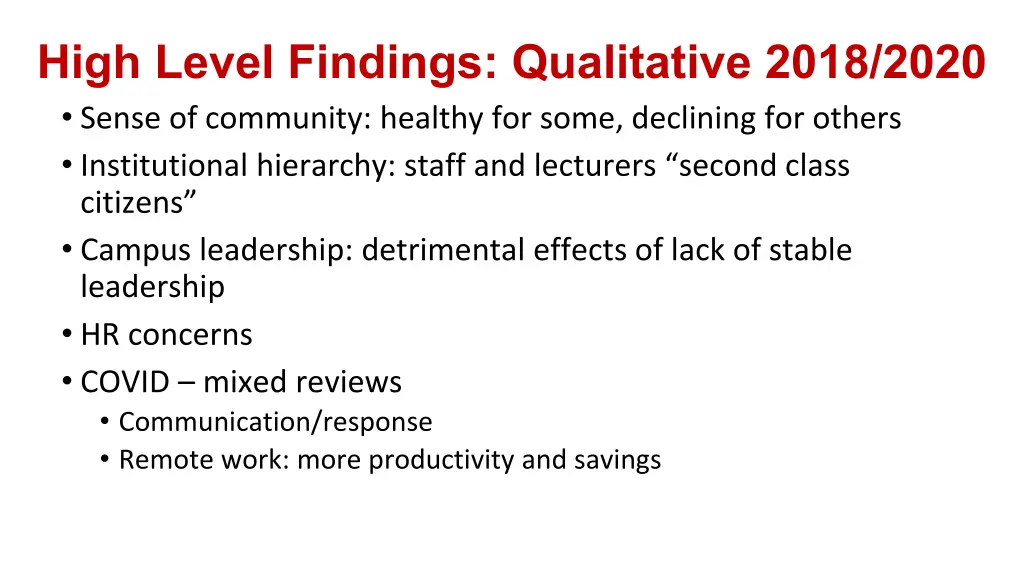 high level findings qualitative 2018 2020 sense