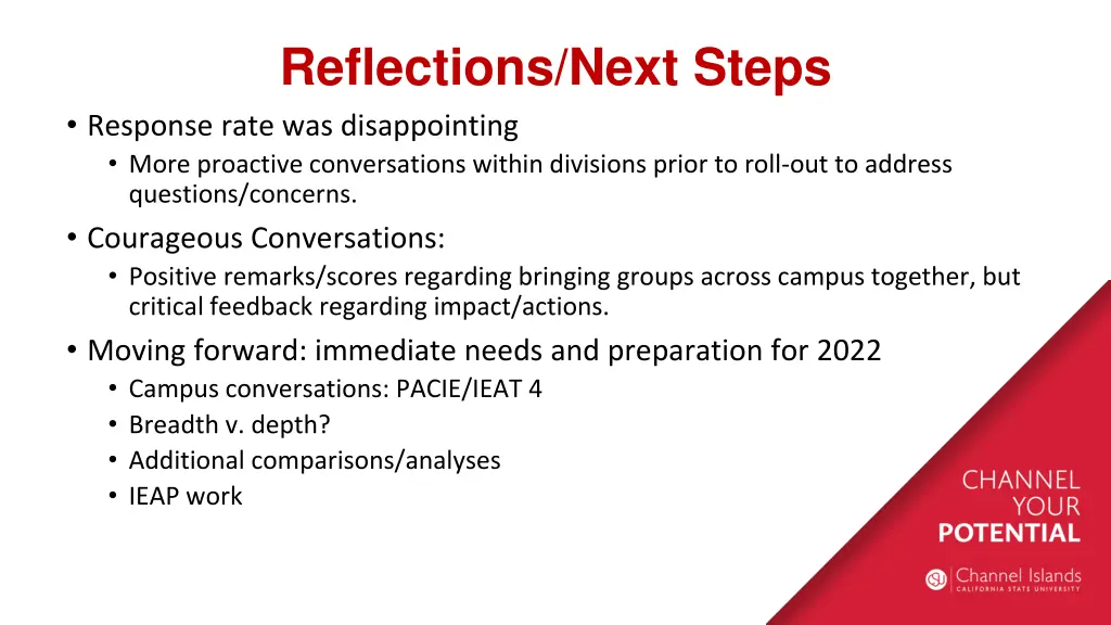 reflections next steps response rate