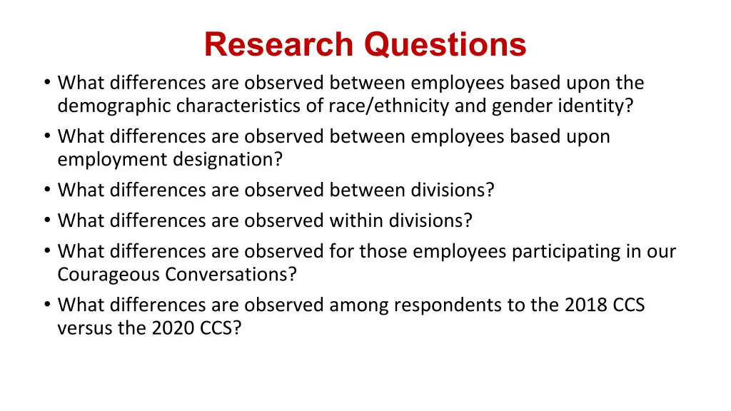 research questions what differences are observed