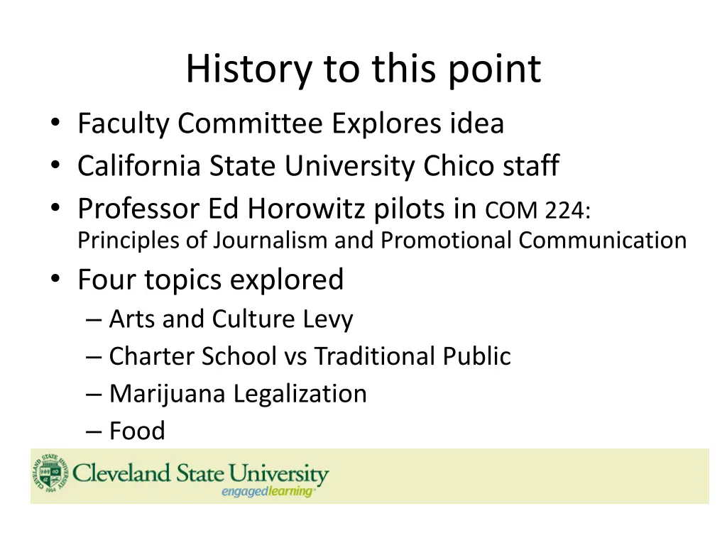 history to this point faculty committee explores