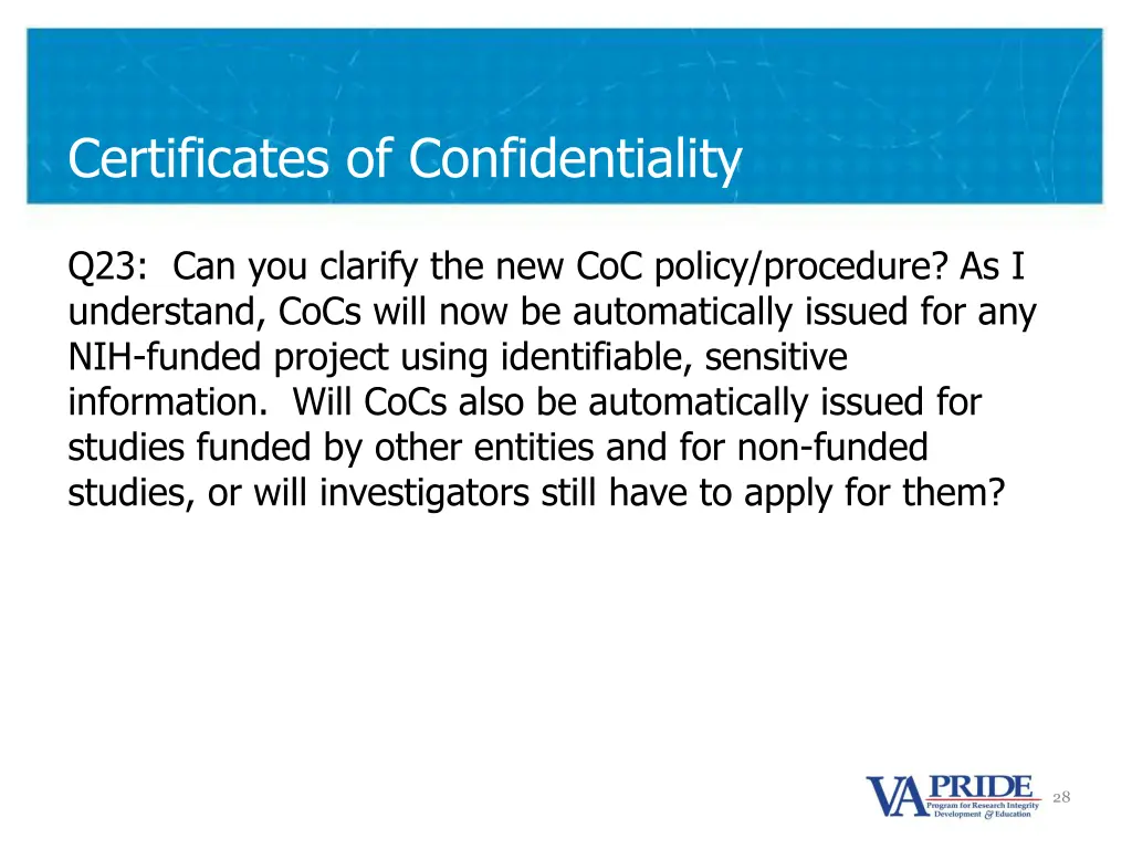 certificates of confidentiality