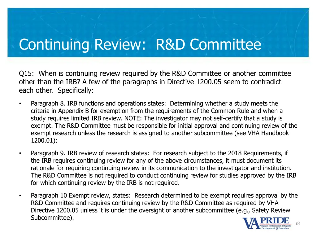 continuing review r d committee