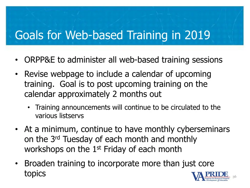 goals for web based training in 2019