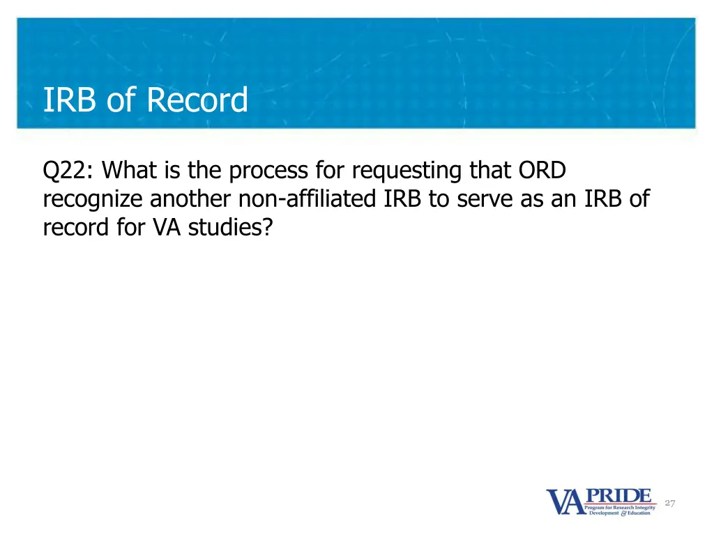 irb of record