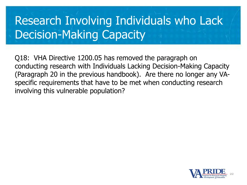 research involving individuals who lack decision