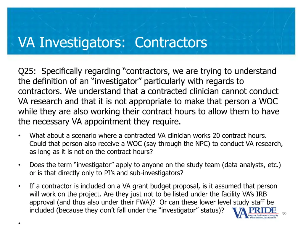 va investigators contractors