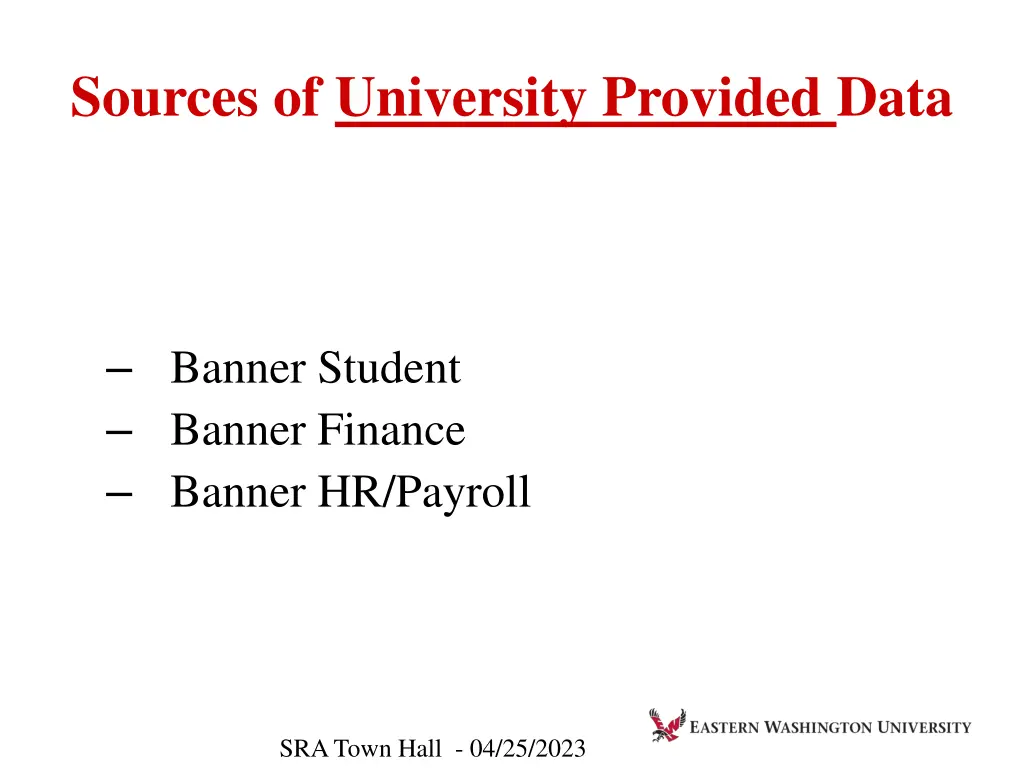 sources of university provided data