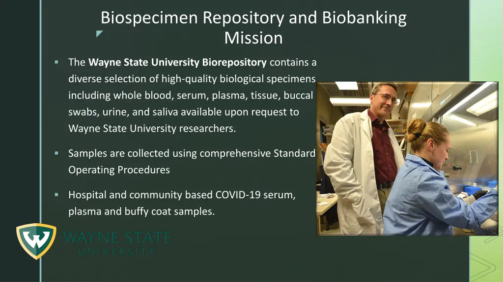 biospecimen repository and biobanking mission