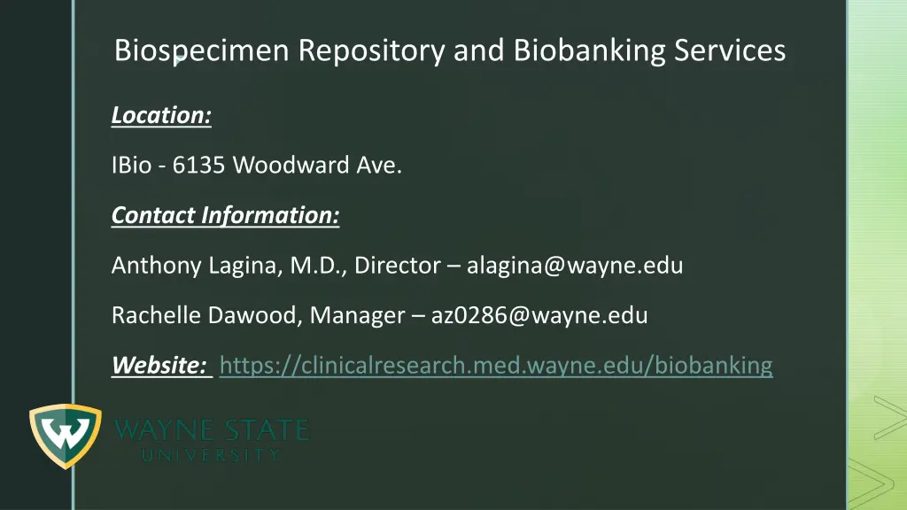 biospecimen repository and biobanking services