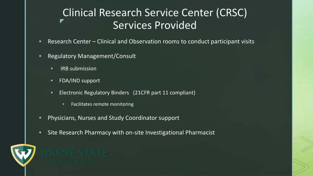 clinical research service center crsc services