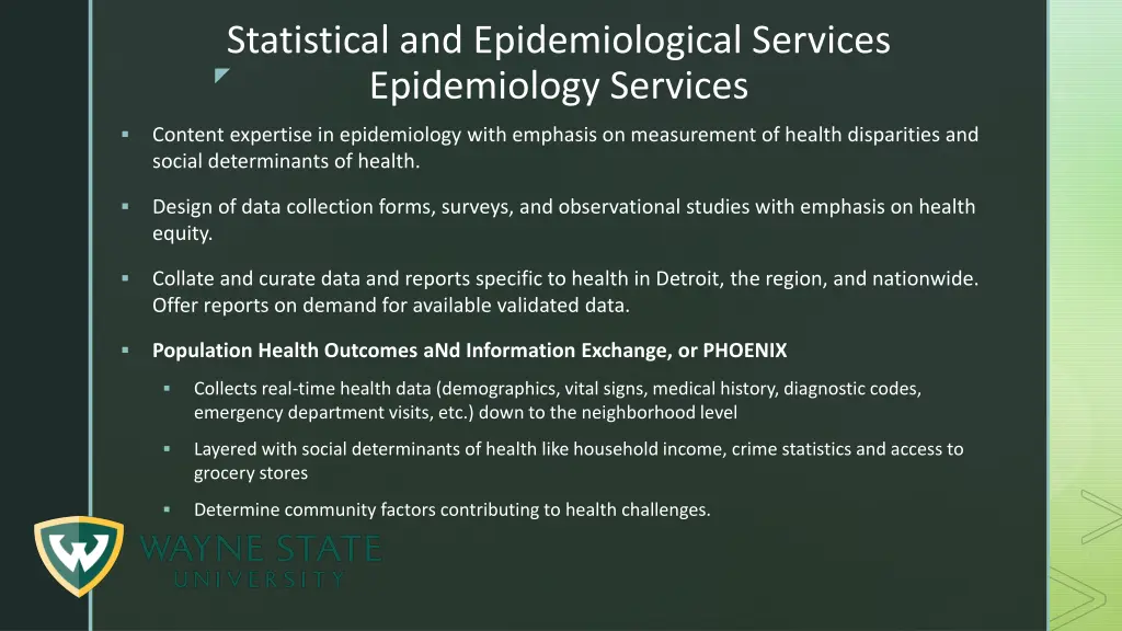 statistical and epidemiological services 1